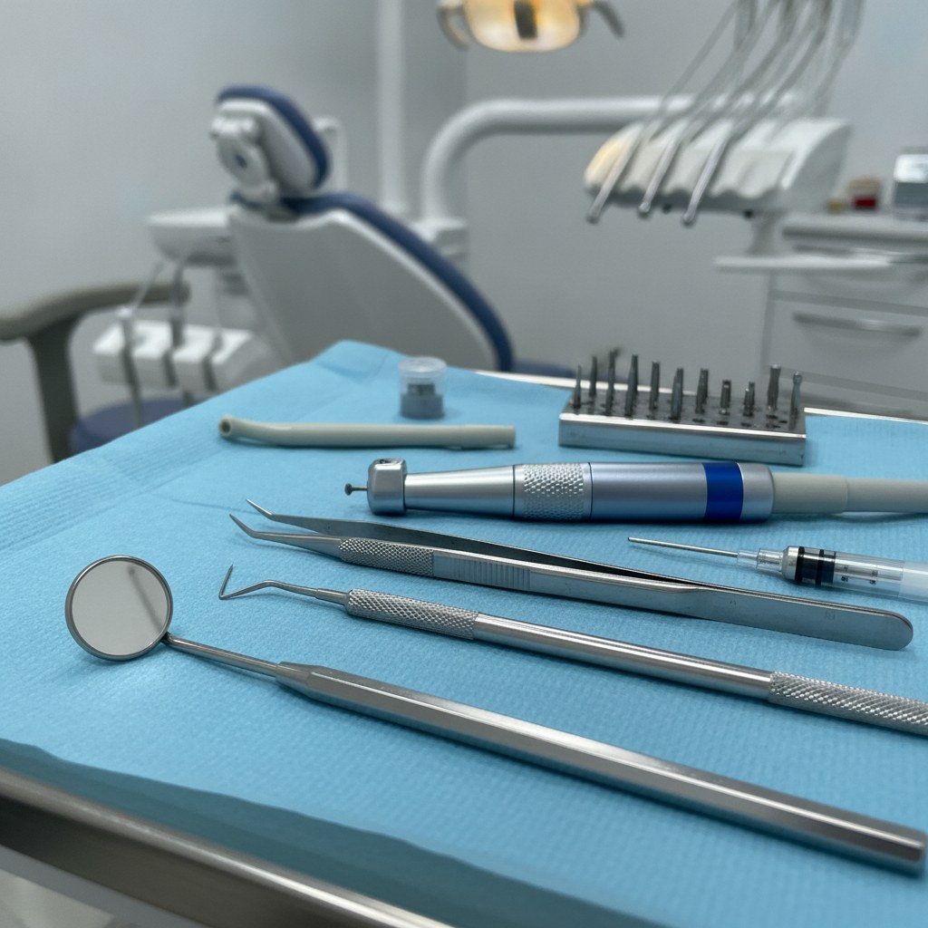 Dental mirror and instruments used in emergency examinations