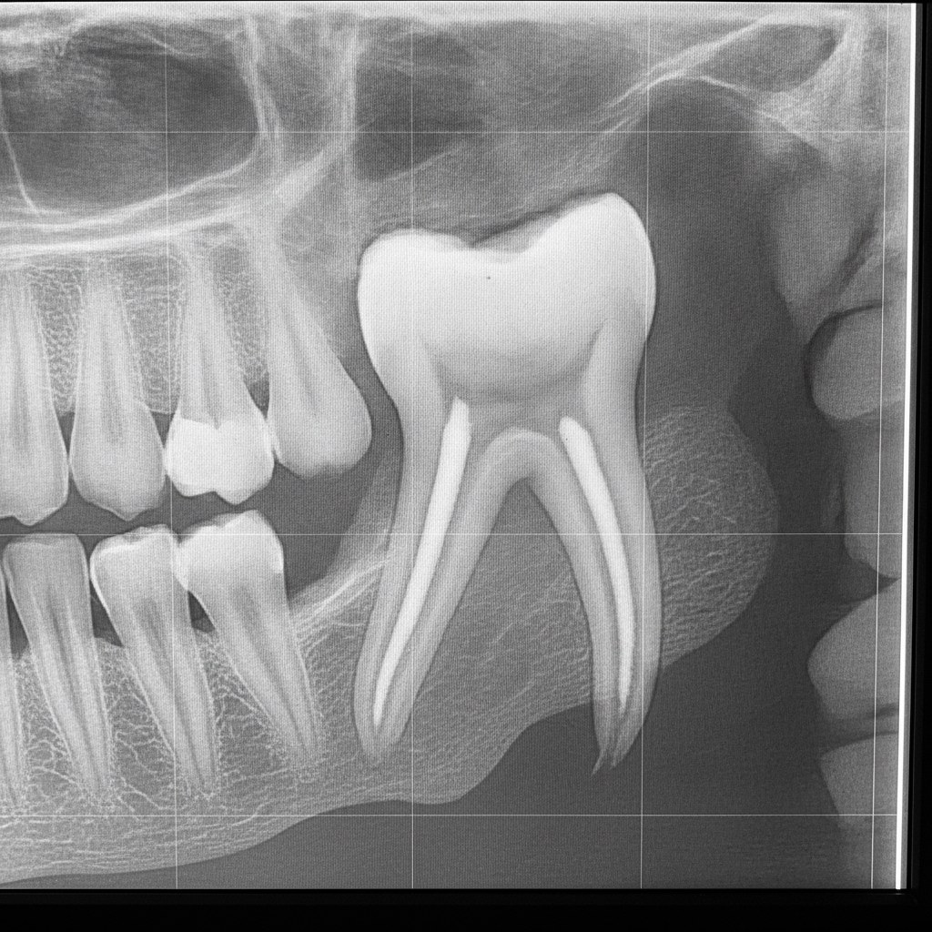 Dental X-ray showing root canal treatment